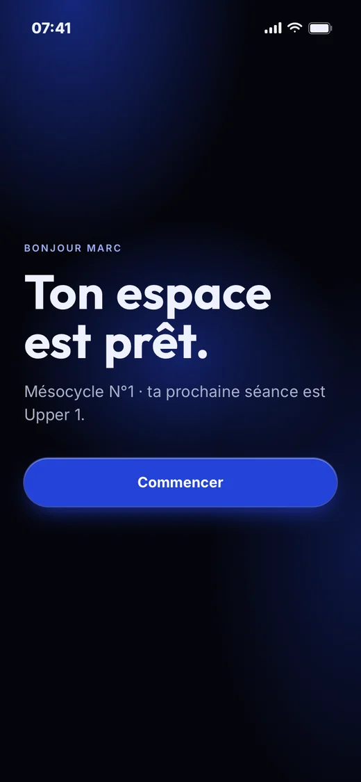 L'accueil de l'app : ton espace est prêt