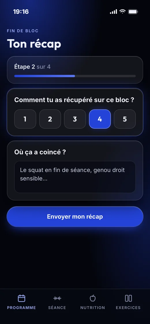 Ton récap de fin de bloc